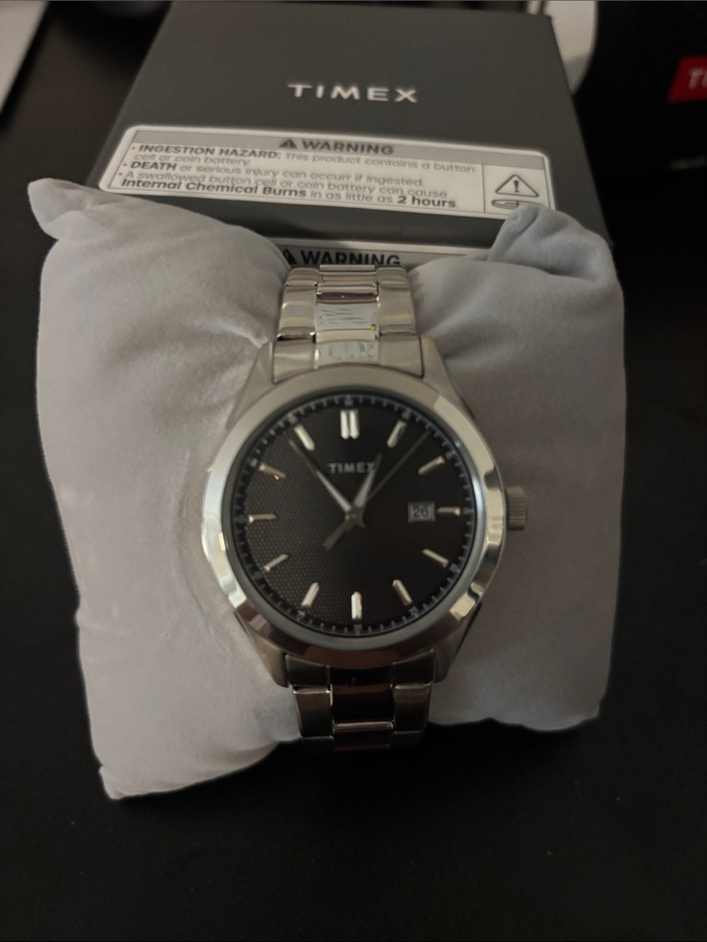 Timex Silver Stainless Steel Watch with Black Dial